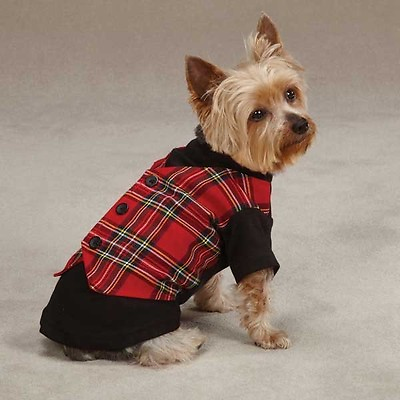 #ad Red Tartan Cotton Blend Dog Vest East Side Collection ZM00983 Unisex $13.29