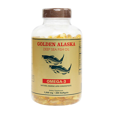 #ad #ad NCB Golden Alaska Deep Sea Fish Oil 1000 mg 200 SG Fresh Made In USA $12.15