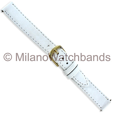 #ad 13mm Speidel Express Genuine Leather White Stitched Calfskin Watch Band BOGO $11.95