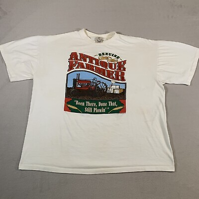 #ad VINTAGE 90s Genuine Antique Farmer Shirt Fits Mens 3XL White Single Stitch U51 $17.46