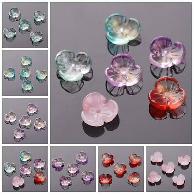 #ad 10pcs 12mm Petal Flower Crystal Glass Loose Pendant Craft Beads Jewellery Making $2.28