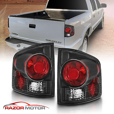 #ad For 1994 2004 Chevy S10 GMC Sonoma Black Rear Brake Tail Lights Pair $43.97