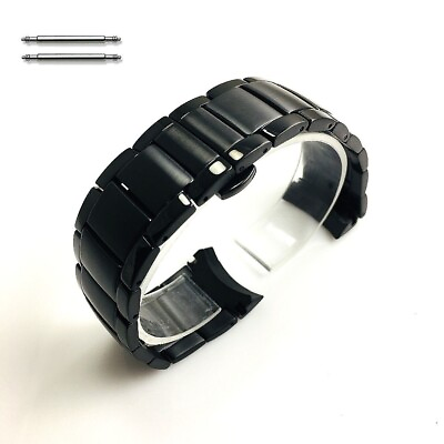 #ad Black High Quality PVD 22mm Metal Solid Curved End Watch Band #5122 $29.95