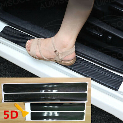 #ad #ad Car Accessories Door Sill Scuff Plate Protector Guard carbon fiber Stickers 4pcs $23.98