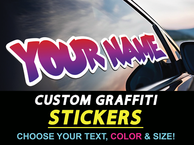 #ad Custom Personalized Vinyl Graffiti Name Decal Sticker Car Window Tumbler Flask $35.00