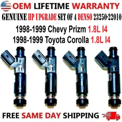 #ad OEM HP UPGRADE DENSO x4 Fuel Injectors for 1998 99 Chevy Prizm amp; Toyota Corolla $116.59