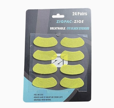 #ad Zigpac Zige Eye Black Stickers Breathable Eye Black Stickers Yellow 24 Pairs $8.00