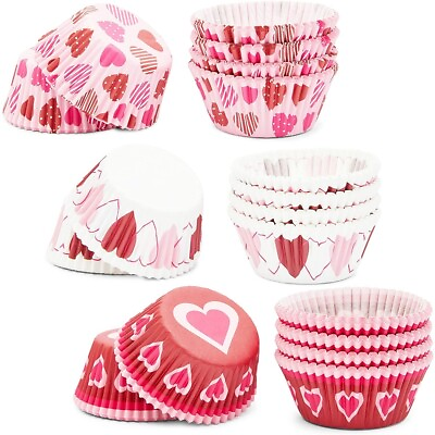 #ad 450x Valentine#x27;s Day Muffin Liner Mini Cupcake Wrappers for Baking 3 Pink Design $16.49