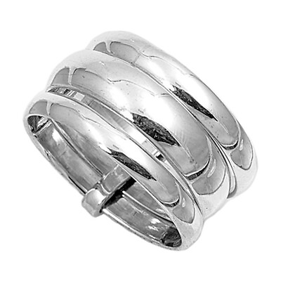 #ad Sterling Silver Woman#x27;s Classic Ring Fashion Pure 925 Wide Band 13mm Sizes 4 13 $20.89