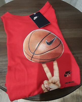 #ad 🔥 NWT Nike Air Legacy Basketball Mens Sz M 2XL short sleeves Red T Shirt 🔥 $19.99