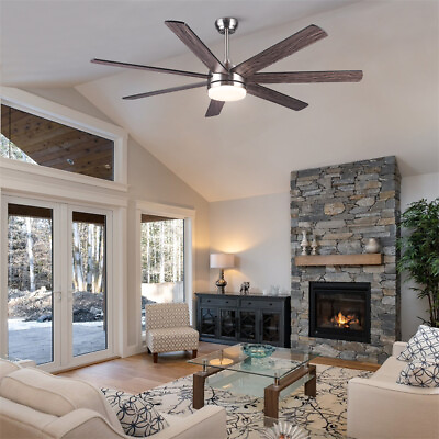 #ad 62In Large Room Brushed Nickel Smart Ceiling Fan w LED Light Kit Remote Control $249.99