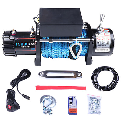 #ad 12V Electric Winch Synthetic Rope Truck For Jeep 13000LB Trailer 4WD $259.99