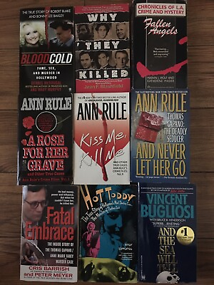 #ad Lot Of 9 True Crime Book Lot Ann Rule Jean Blashfield Vincent Bugliosi… $21.90