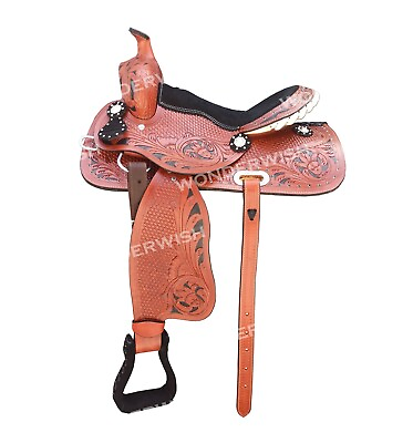 #ad Black Crystal amp; Seat Western Leather Barrel Horse Saddle Set Size 10quot; 18quot; $487.34
