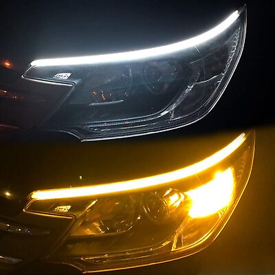 #ad 2pcs Sequential Headlight LED Strip Turn Signal Light Daytime Car Running Light $9.49