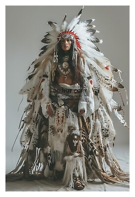#ad GORGEOUS YOUNG NATIVE AMERICAN LADY WEARING FEATHER CLOTHING 4X6 FANTASY PHOTO $7.97