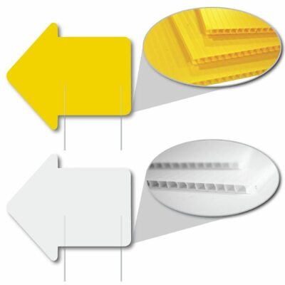 #ad Arrow Shaped 22quot;x18quot; 4mm Corrugated Plastic Blank Yard Signs Set of 10 Yellow $41.90