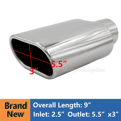 #ad Fits Stainless Steel Exhaust Tip Rolled Oval Slant 2.5quot; Inlet 5.5quot; x 3quot; Outlet $26.09