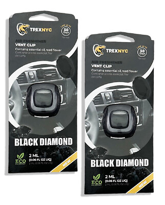 #ad TrexNYC Car Air Fresh Vent Clip Odor Eliminator Black Diamond 0.07 FL.OZ 2PK $9.80