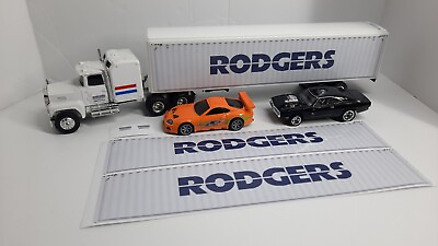 #ad 1 64th scale Fast amp; the Furious Rodgers Semi Trailer set of 4 stickers ONLY $10.00