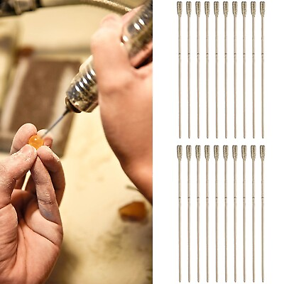 #ad 20Pcs 1mm Diamond Coated Lapidary Drill Bits Solid Bits Needle For Jewelry Agate $9.70