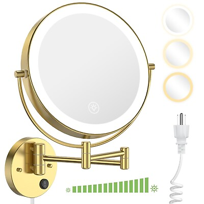 #ad Wall Mounted Lighted Makeup Mirror 9 Inch Large Double Sided 1X 10X Magnify... $132.39