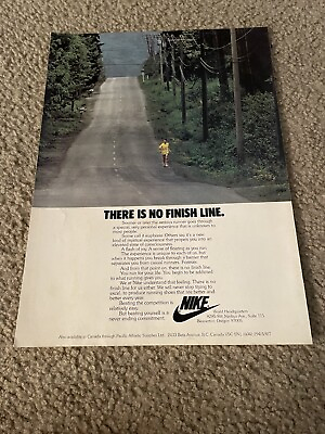 #ad Vintage 1977 NIKE quot;THERE IS NO FINISH LINEquot; Running Poster Print Ad OG 1970s $175.00