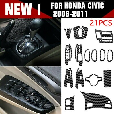 #ad Car Interior Decals 1 Set 3D Carbon Fiber Accessories For Honda Civic 2006 2011 $23.68