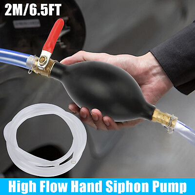#ad Portable Gas Transfer Siphon Pump Gasoline Hose Oil Water Fuel Petrol Hand Pump $10.48