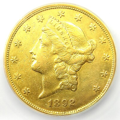#ad 1892 P Liberty Gold Double Eagle $20 Coin 1892 Certified ICG AU50 Details $7262.75