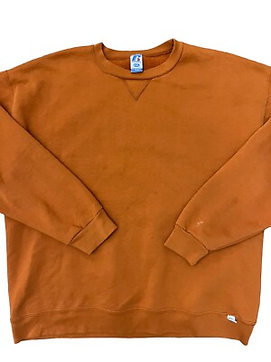 #ad Vintage Y2K Russell Athletic Dri Power Burnt Orange Crewneck Sweatshirt Size XXL $17.99