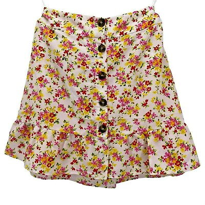 #ad Topshop Multicolor Floral Short Button Skirt Womens 2 $6.00