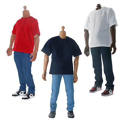 #ad Short Sleeve T shirt Jeans Model for 12quot; 1 6 Scale Soldier Action Figure Doll $21.99