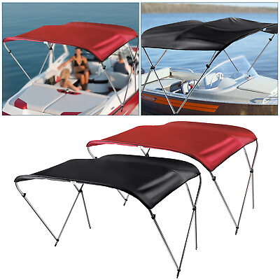 #ad 3 Bow Boat Bimini Top Boat Cover Set For 73 78quot; Width Boat Black Red $104.50