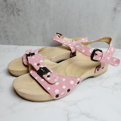 #ad Dr Scholls Wood Original Collection Pink Polka Dot Strap Sandals Size 9 $59.99