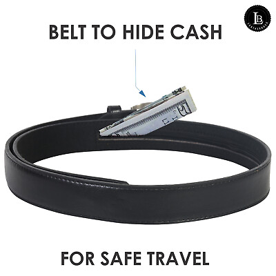 #ad #ad Genuine Leather Men Casual Money Zipper Safe Black Belt M.L.XL.XXL. 1.1 4quot; Wide $15.49