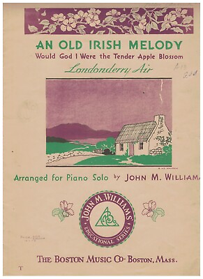 #ad Old Irish Melody Londonderry Air John M Williams Rare Sheet Music $14.98