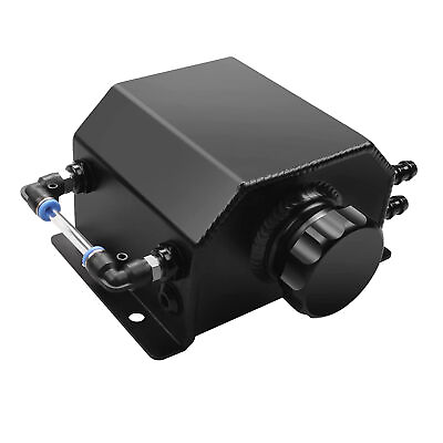 #ad Universal 1L Coolant Radiator Overflow Tank Reservoir Expansion Black Aluminum $36.65