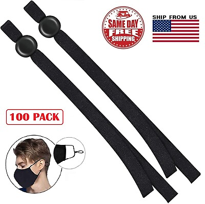 #ad 100PCS Sewing Elastic Band Cord with Adjustable Buckle for Sewing DIY Mask USA $9.89