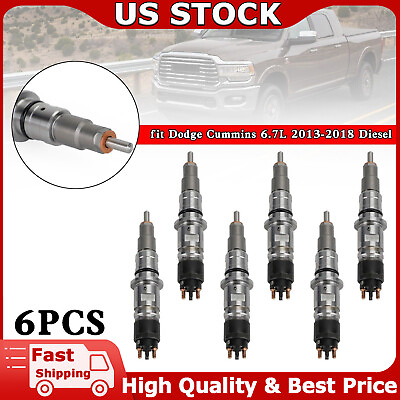 #ad 6PCS Common Rail Fuel Injector 0986435574 fit Dodge Cummins 6.7L 2013 2018 F1 $549.99
