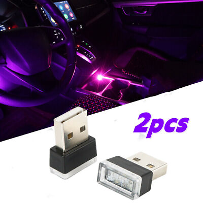 #ad 2PCS USB LED Car SUV Interior Light Neon Atmosphere Ambient Lamp Accessories $3.99
