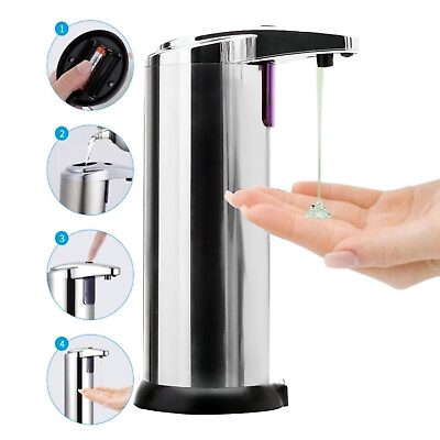 #ad LED Hands Touchless Stainless Steel Automatic Soap Dispenser Hose Window Spray $20.91