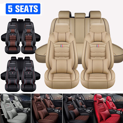 #ad For Hyundai Elantra Tucson Sonata Accent Leather Car Seat Cover Full Set Cushion $89.99