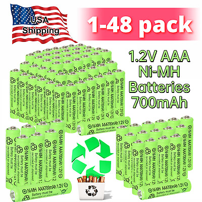 #ad Lot 1 48Pcs Ni MH AAA Rechargeable Battery 1.2V 700mAh Batteries for Solar Light $6.79
