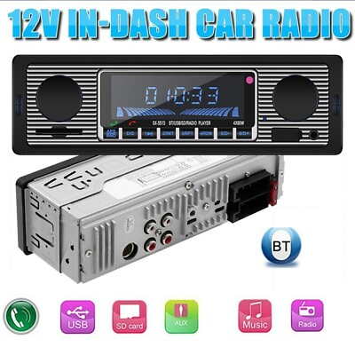 #ad Vintage Car Radio Stereo Modern Bluetooth MP3 Player FM AUX SD Host Single Din $18.78