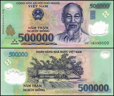 #ad #ad 1000000 Vietnamese Dong 2 X 500K VND Polymer Notes 1 Million Bolivar FREE $65.95